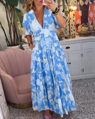 Elavita - Isabeau - Comfortable long dress with V-neck and pockets