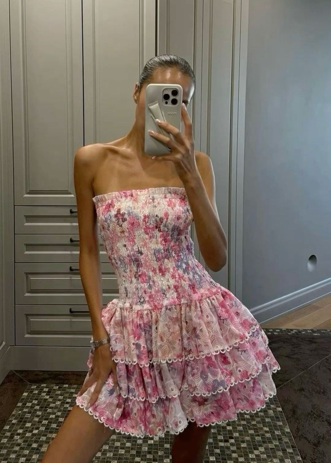 Elavita - Cecilia | Strapless floral dress