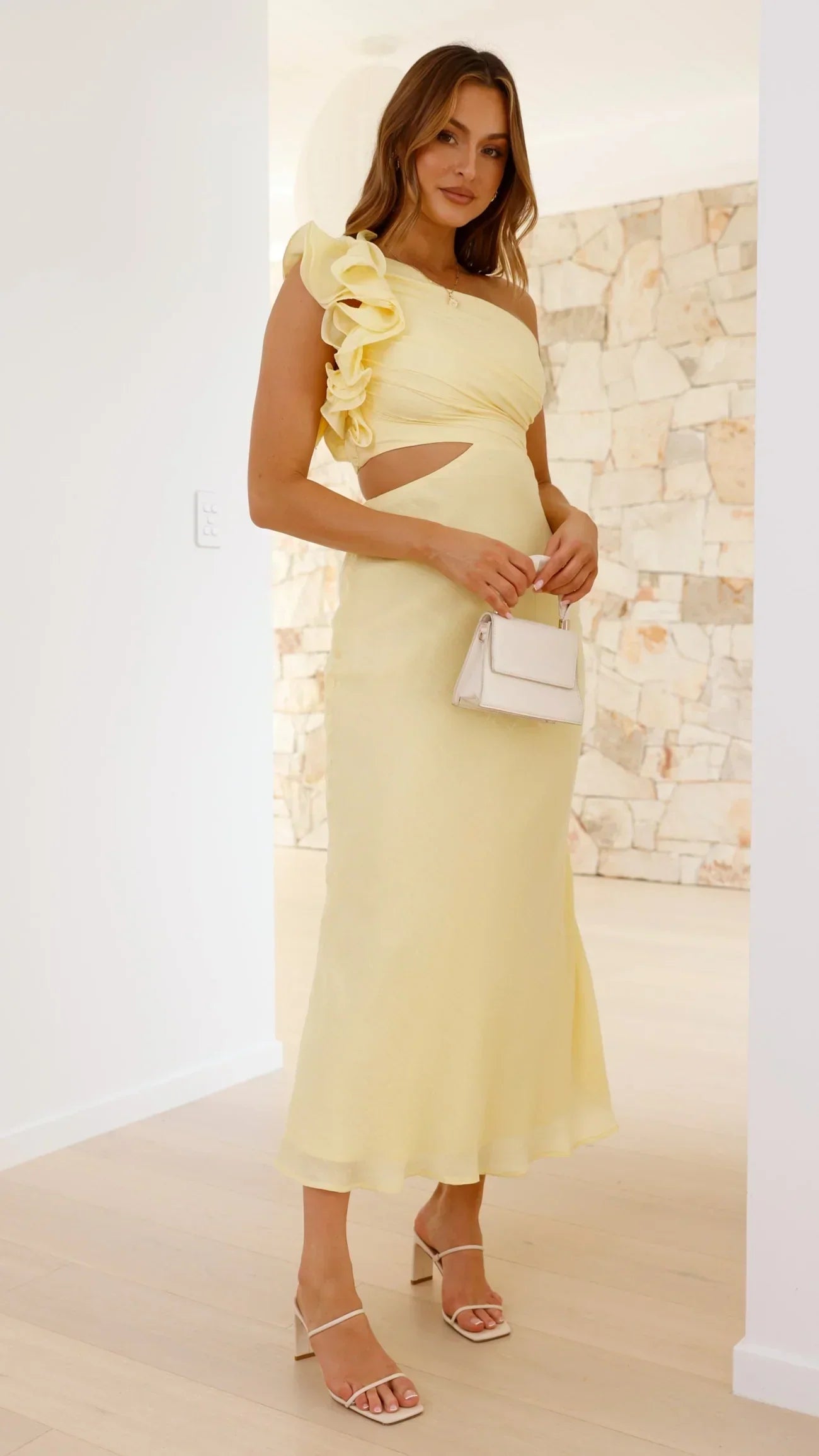 Elavita - Blaire – Off-the-Shoulder Maxi Dress with Ruffle & Side Cutout