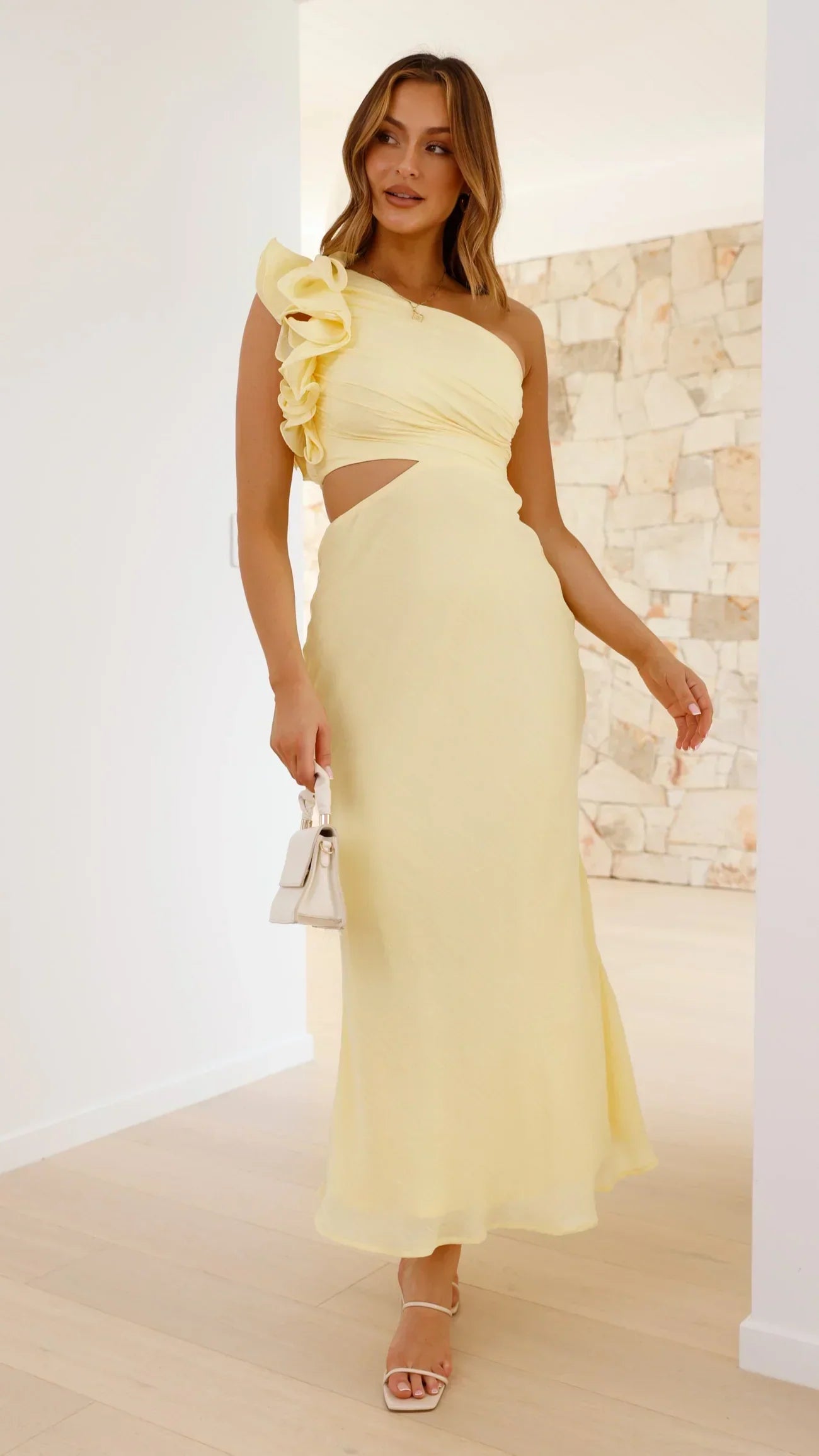 Elavita - Blaire – Off-the-Shoulder Maxi Dress with Ruffle & Side Cutout