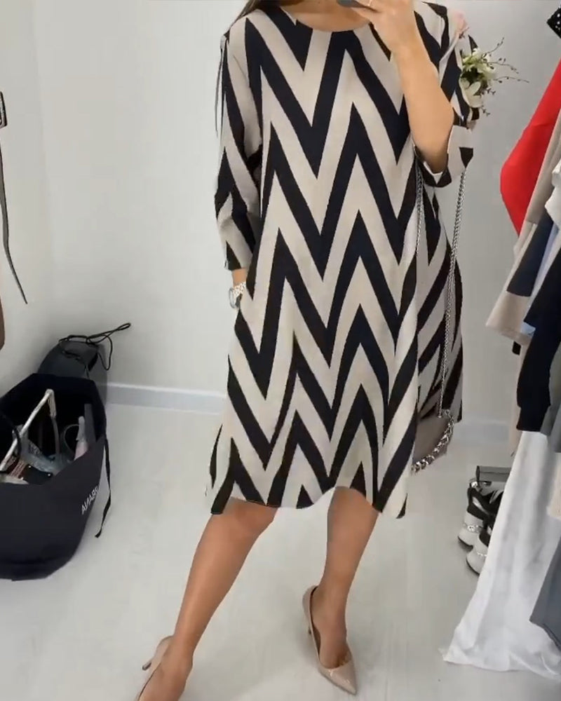 Elavita - Lovenza - Women's dress with loose sleeves and zigzag pattern