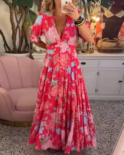 Elavita - Isabeau - Comfortable long dress with V-neck and pockets