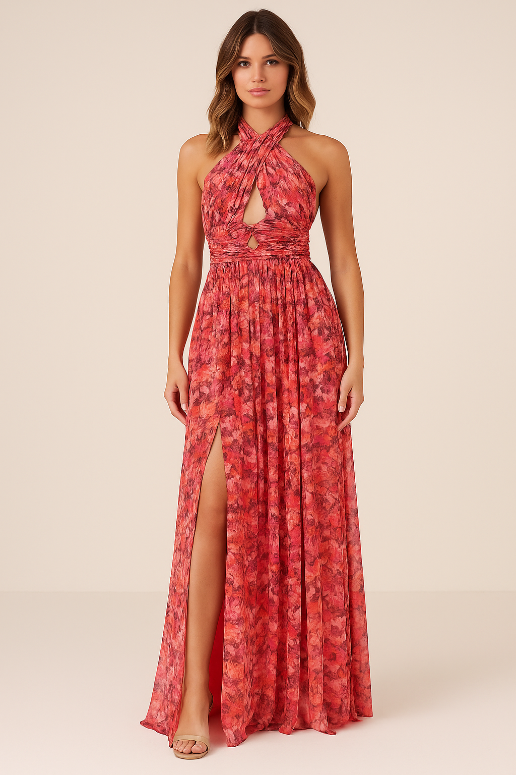 Elavita - Luna | Floral halter maxi dress