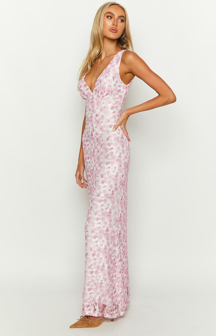 Elavita - Farida - Pink lace maxi dress