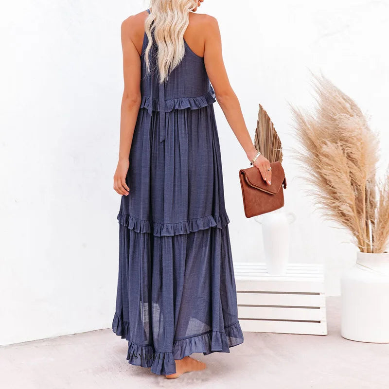 Elavita - Ilona - Halterneck dress with ruffles and pockets