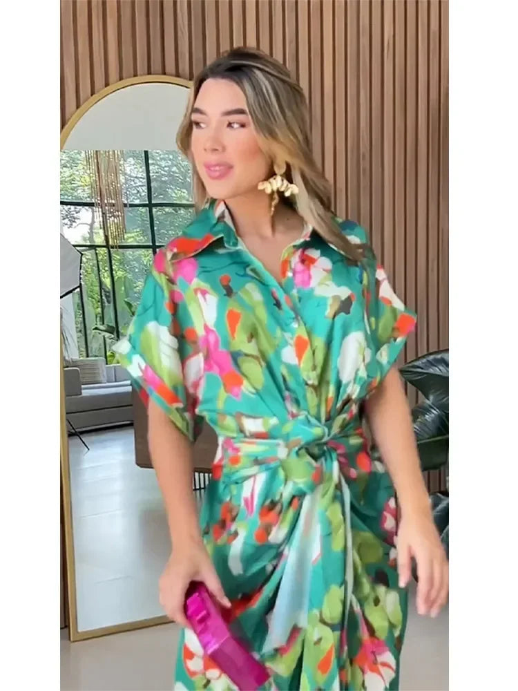 Elavita - Valentina - Floral button-front maxi shirt dress