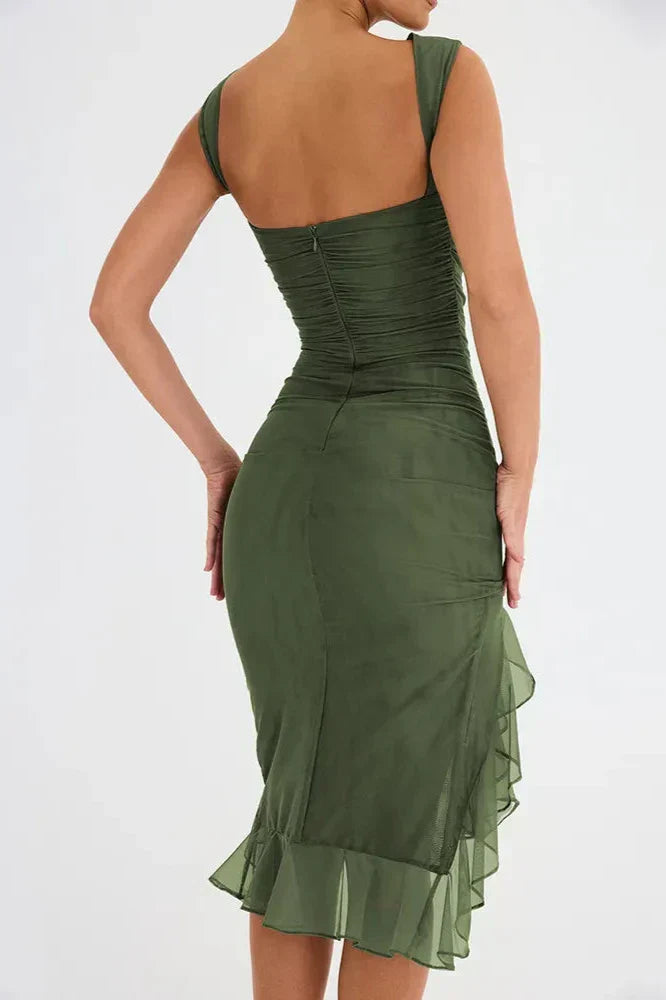 Elavita - Lorienne ™ | Boat-neck ruffle sheath dress
