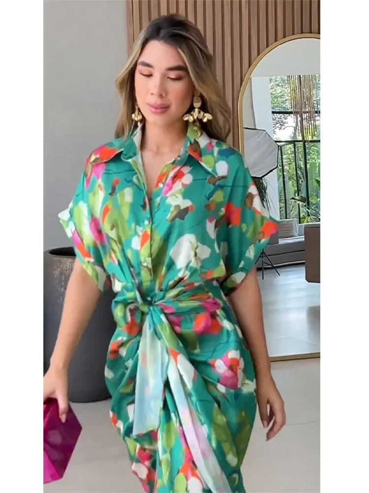 Elavita - Valentina - Floral button-front maxi shirt dress