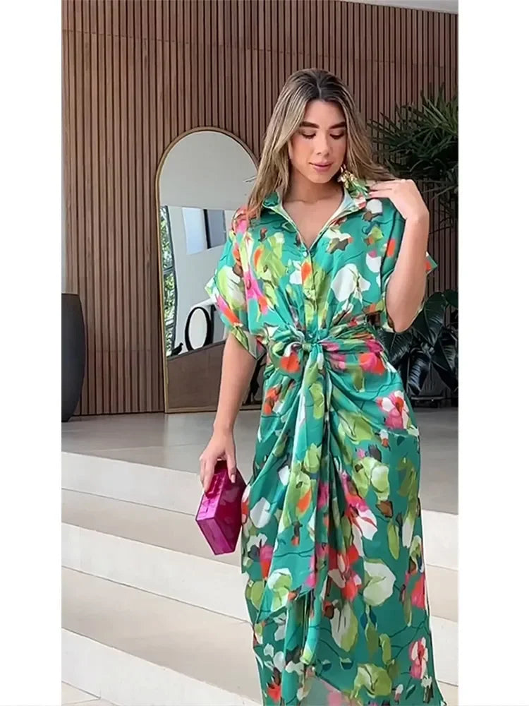 Elavita - Valentina - Floral button-front maxi shirt dress