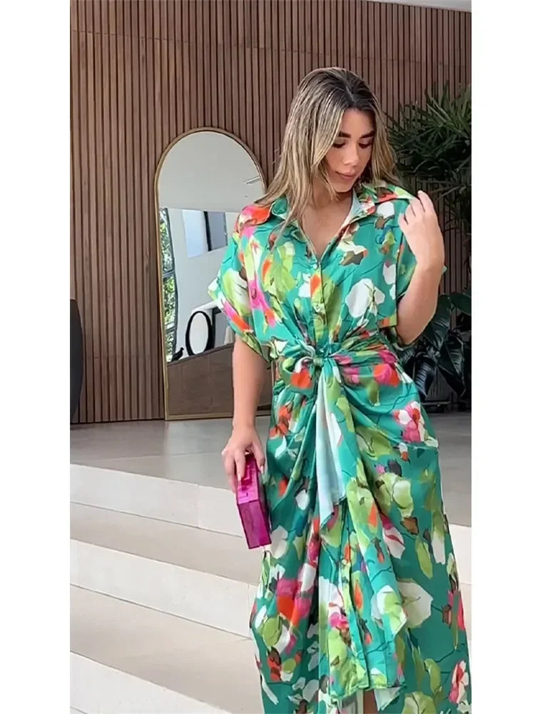 Elavita - Valentina - Floral button-front maxi shirt dress