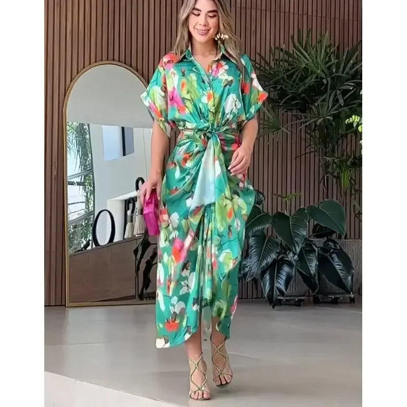 Elavita - Valentina - Floral button-front maxi shirt dress