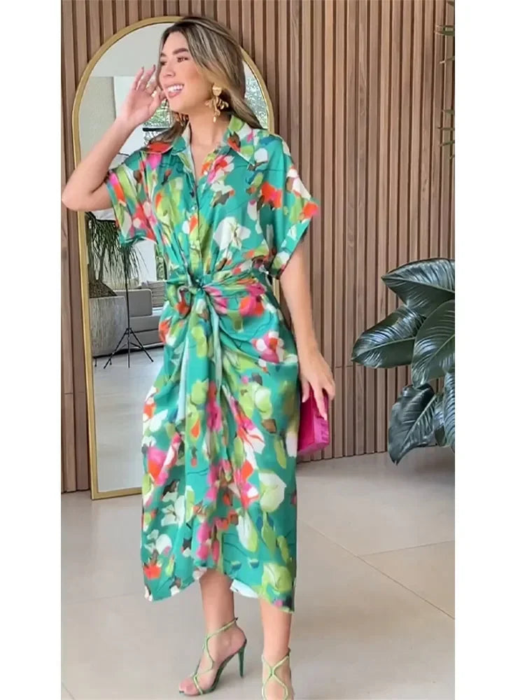 Elavita - Valentina - Floral button-front maxi shirt dress