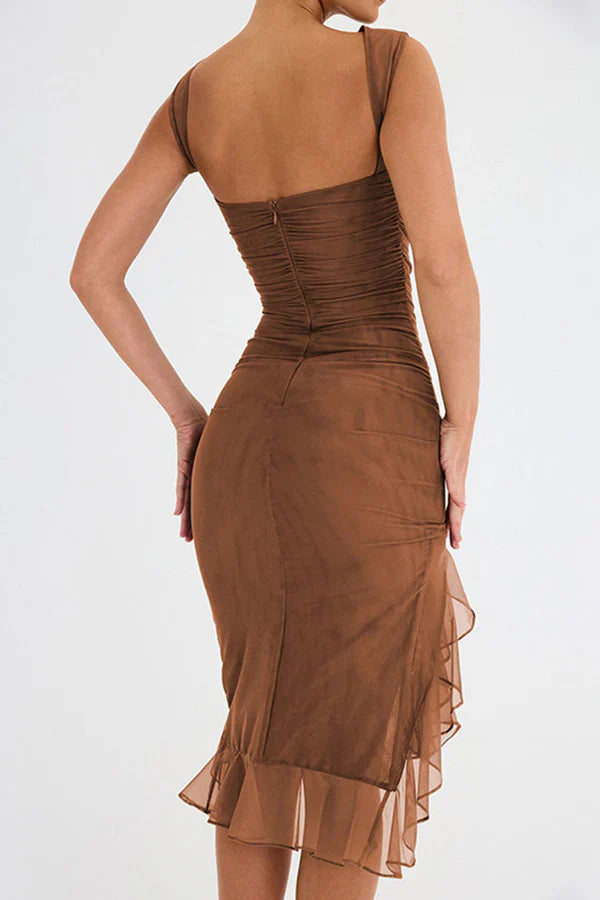 Elavita - Lorienne ™ | Boat-neck ruffle sheath dress