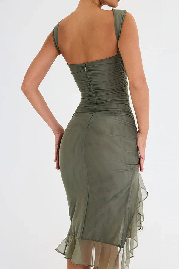 Elavita - Lorienne ™ | Boat-neck ruffle sheath dress