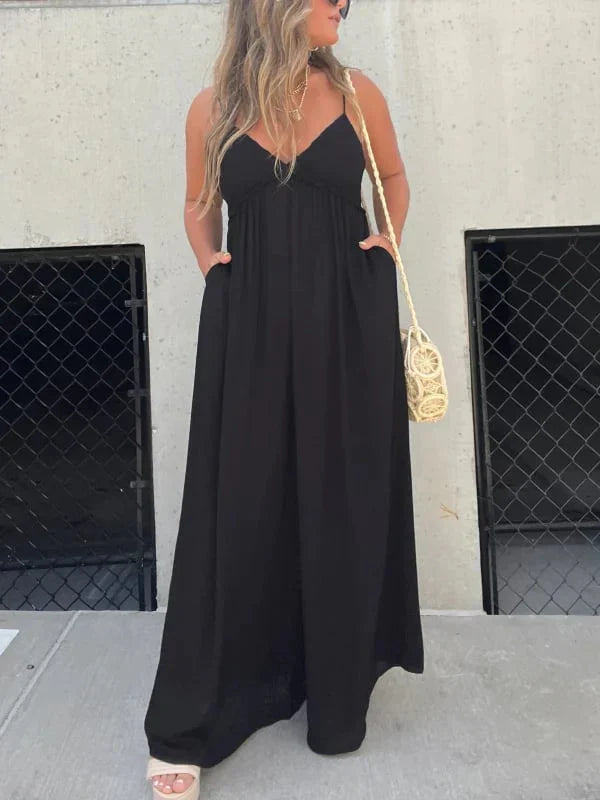 Elavita - Mara - V-neck Effortless Wide Leg Jumpsuit