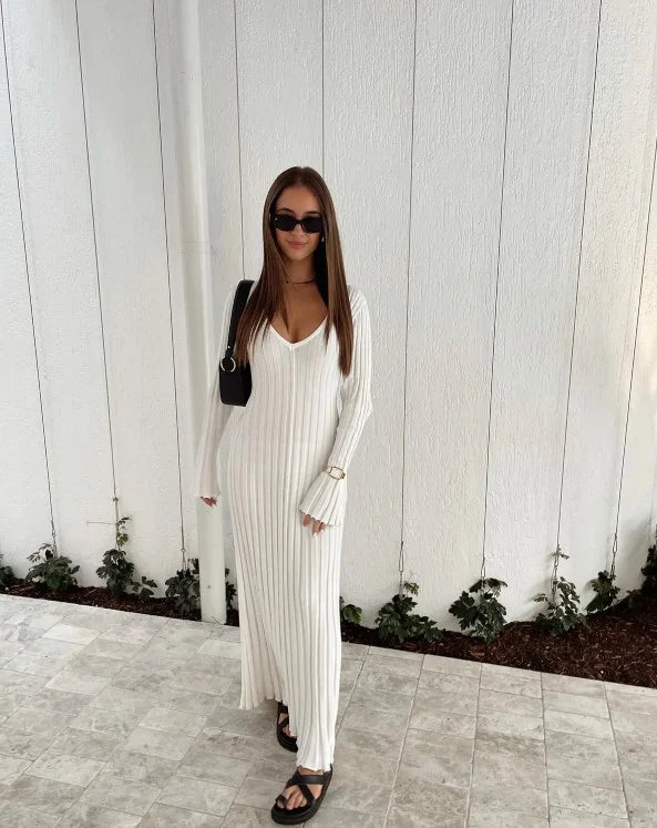 Elavita - Sara - Autumn New knitted midi dress with sleeves