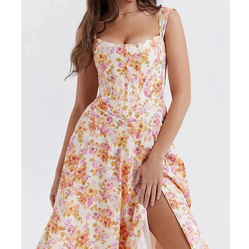 Elavita - Freya - Floral Corset Midi Dress