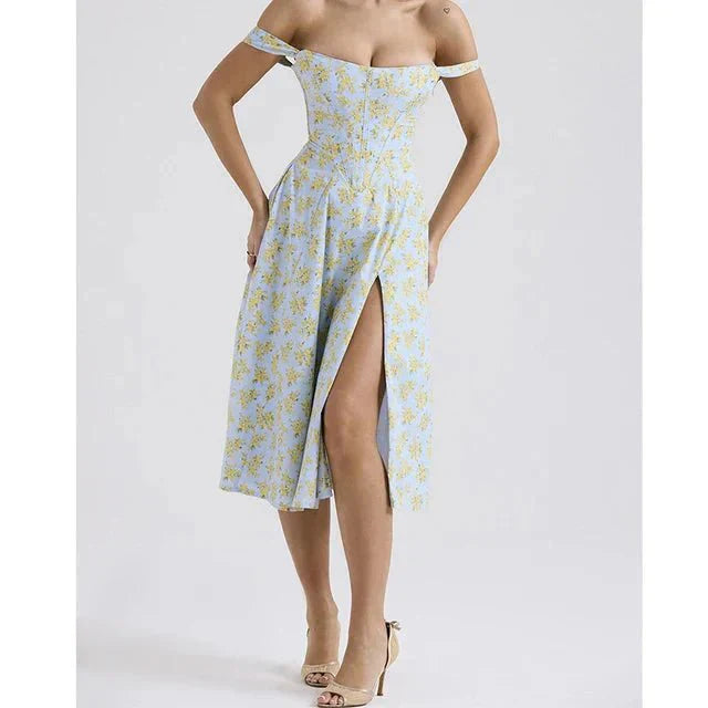 Elavita - Freya - Floral Corset Midi Dress