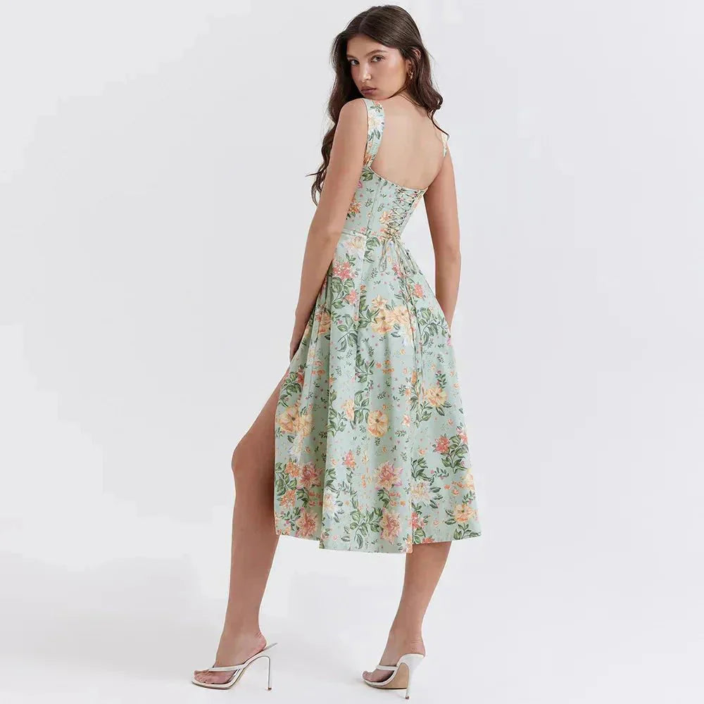 Elavita - Freya - Floral Corset Midi Dress