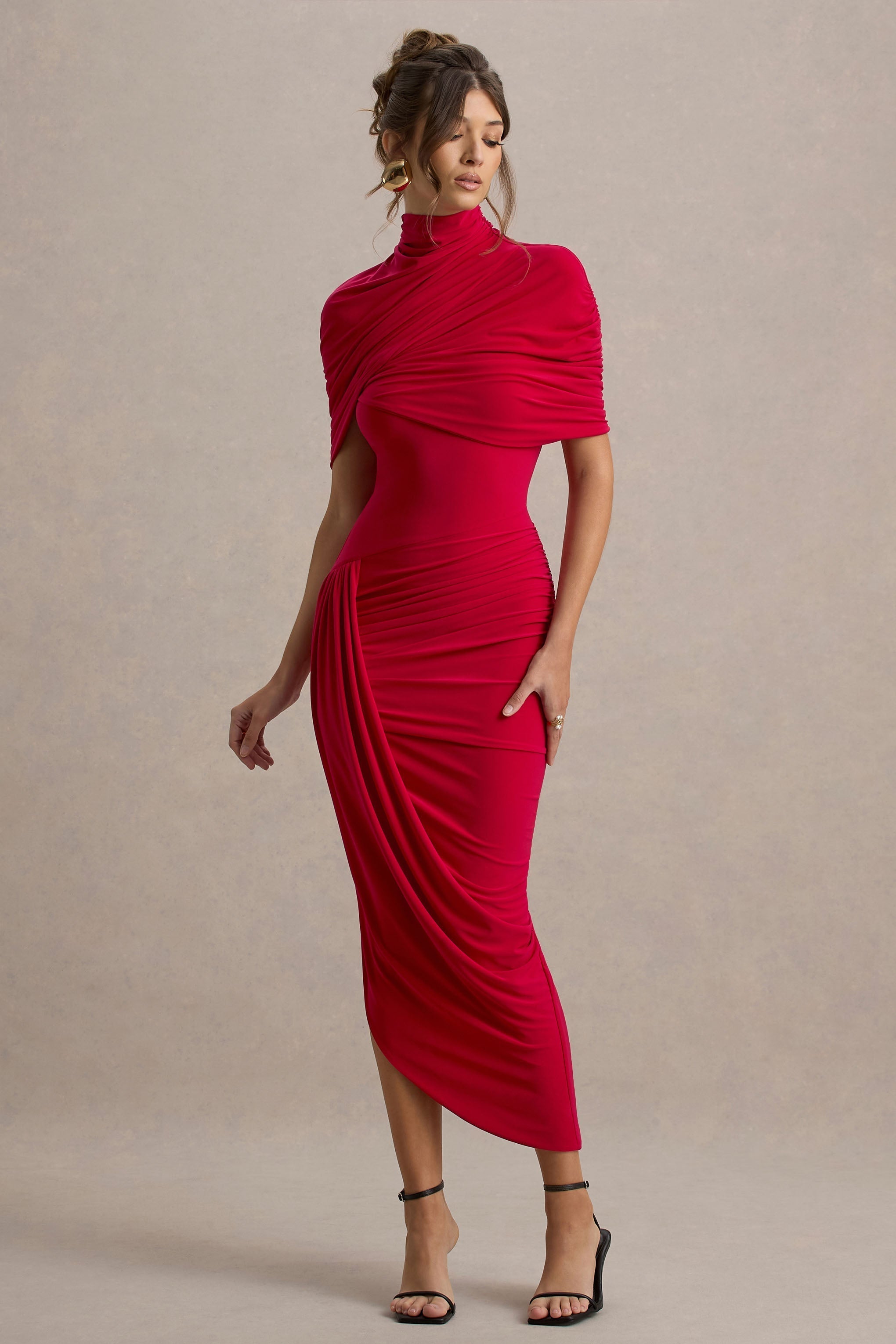 Elavita - Taylor Asymmetric Twisted Cape Maxi Dress