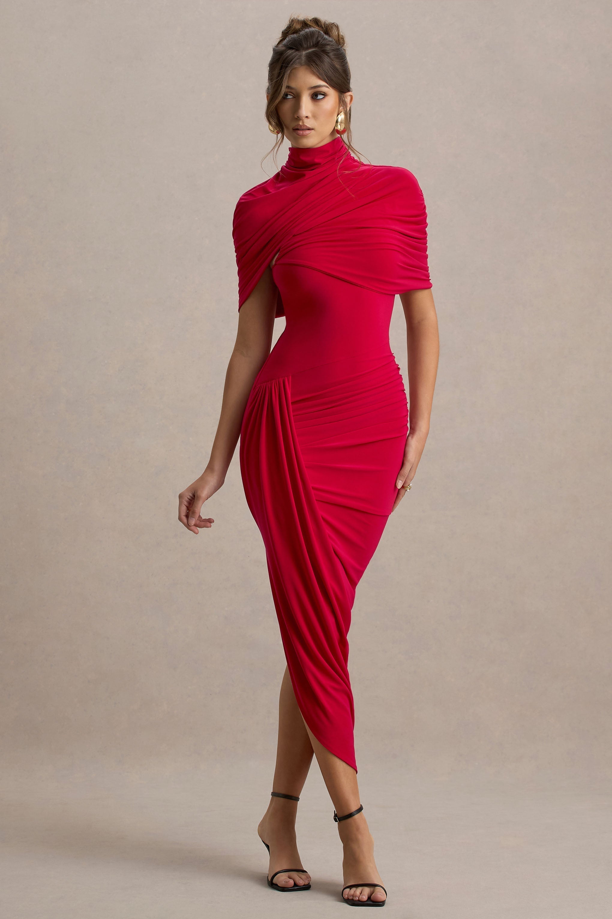 Elavita - Taylor Asymmetric Twisted Cape Maxi Dress