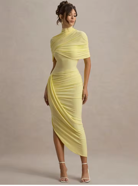 Elavita - Taylor Asymmetric Twisted Cape Maxi Dress