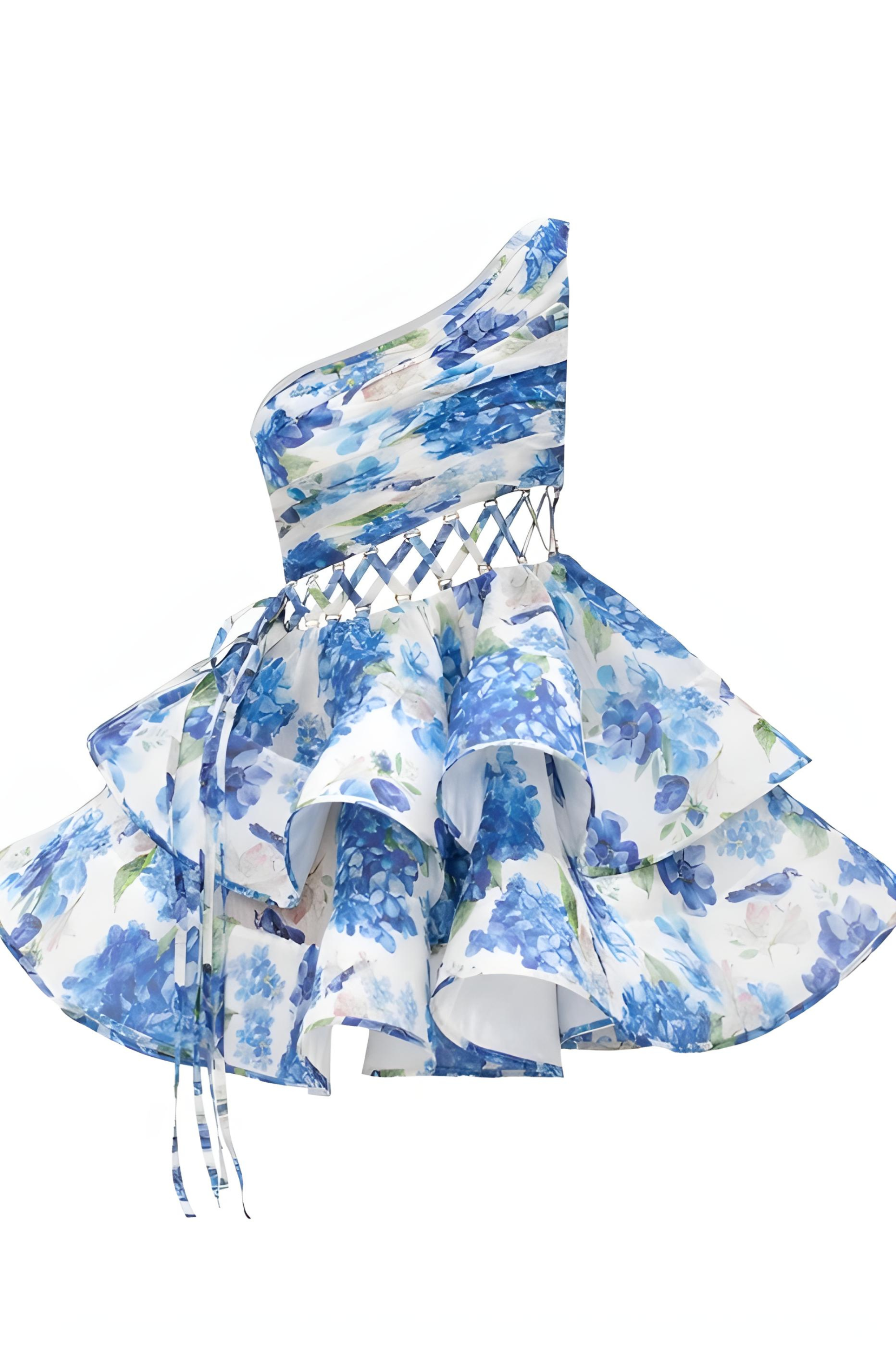 Elavita - Daphne | One-shoulder floral mini dress