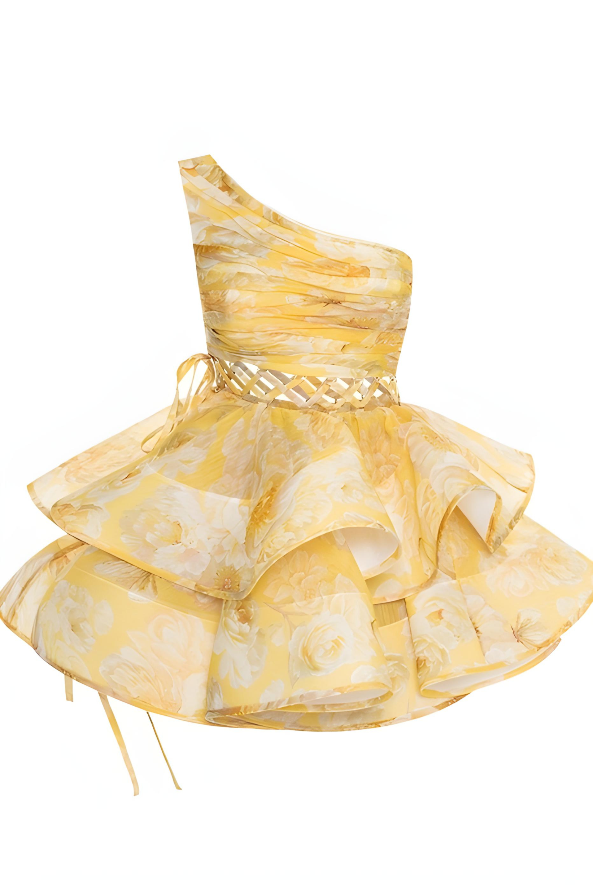 Elavita - Daphne | One-shoulder floral mini dress
