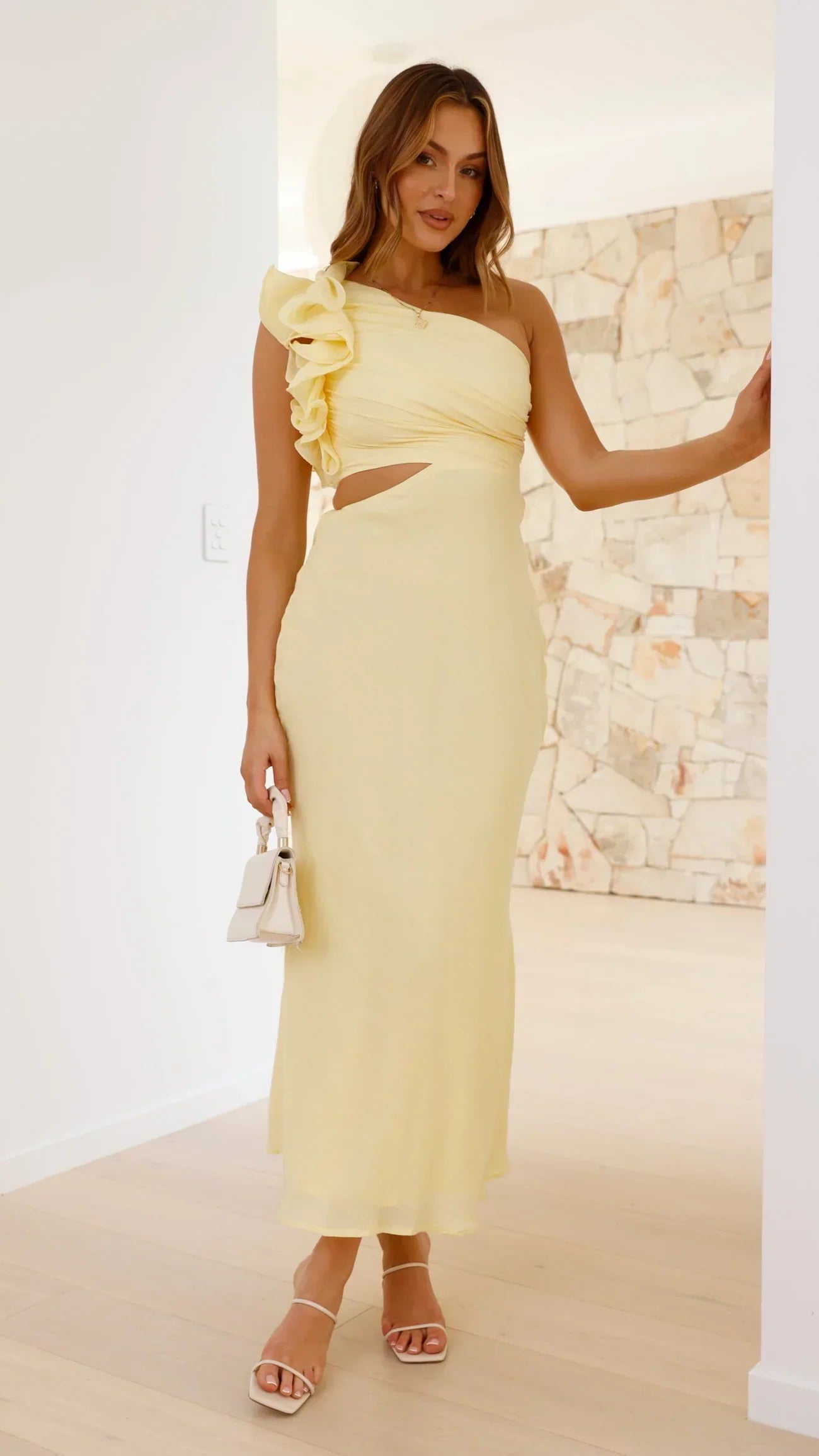 Elavita - Blaire – Off-the-Shoulder Maxi Dress with Ruffle & Side Cutout
