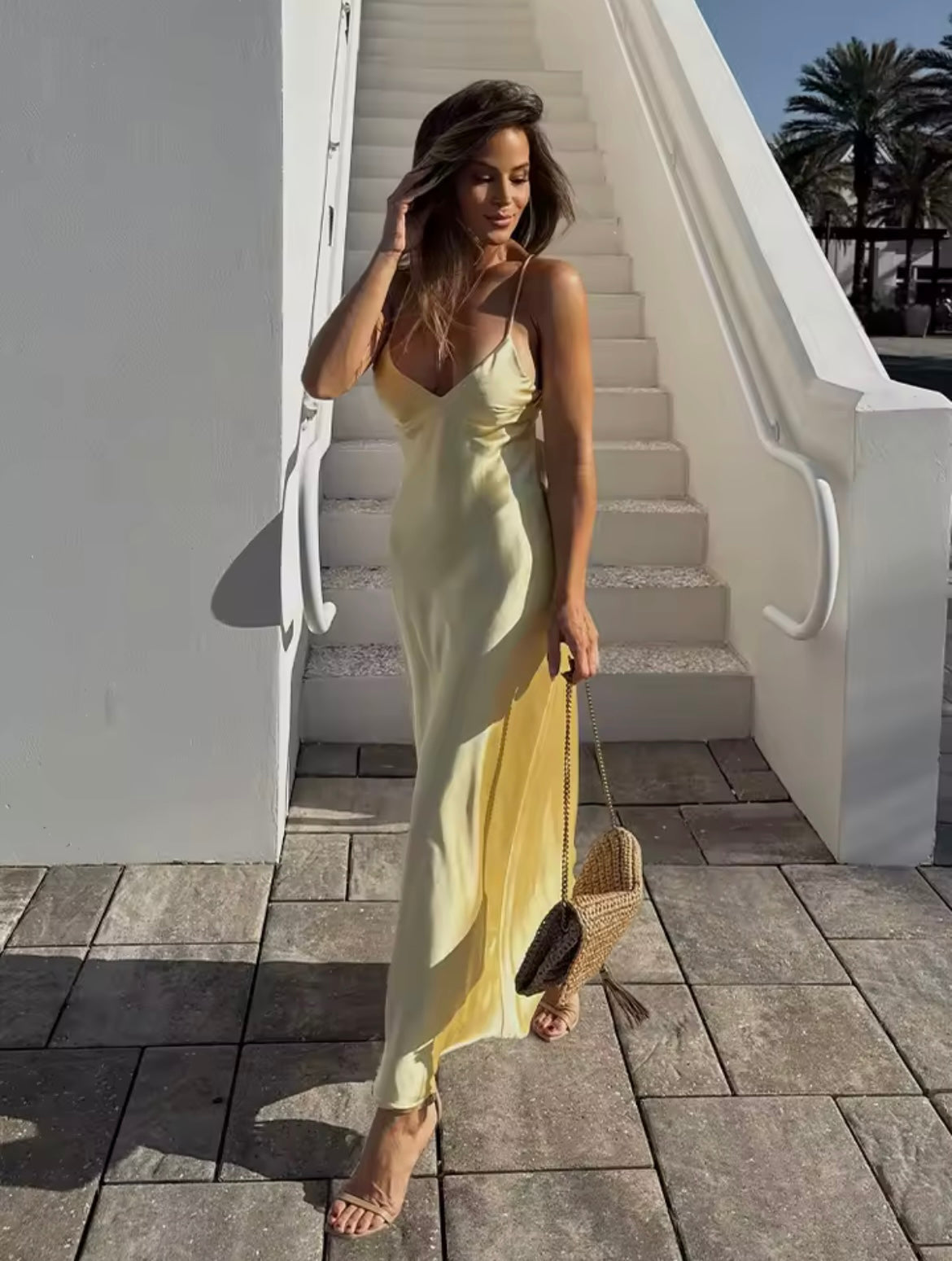 Elavita - Nikka - Long satin slip maxi dress