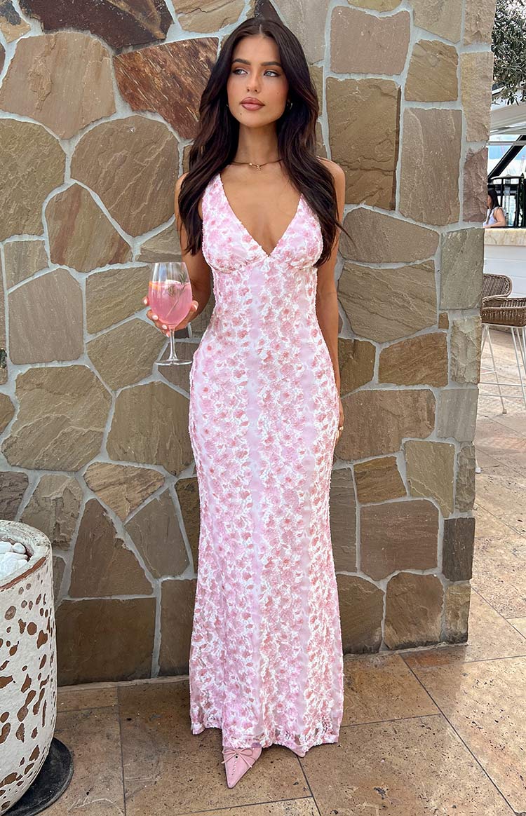 Elavita - Farida - Pink lace maxi dress