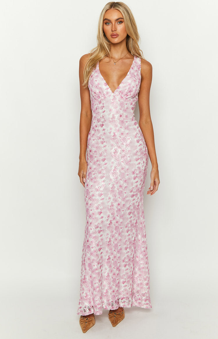 Elavita - Farida - Pink lace maxi dress