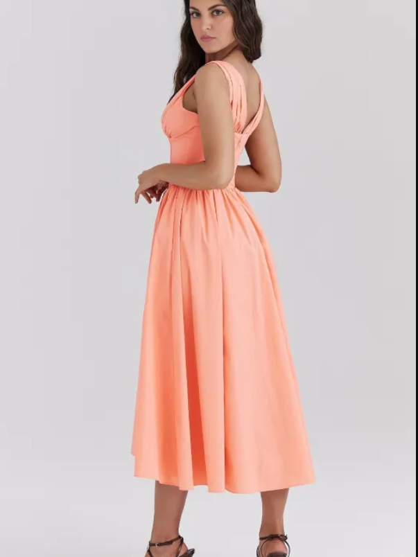 Elavita - Ariana - V-neck midi dress with corset and flared skirt