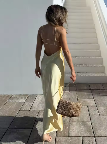 Elavita - Nikka - Long satin slip maxi dress